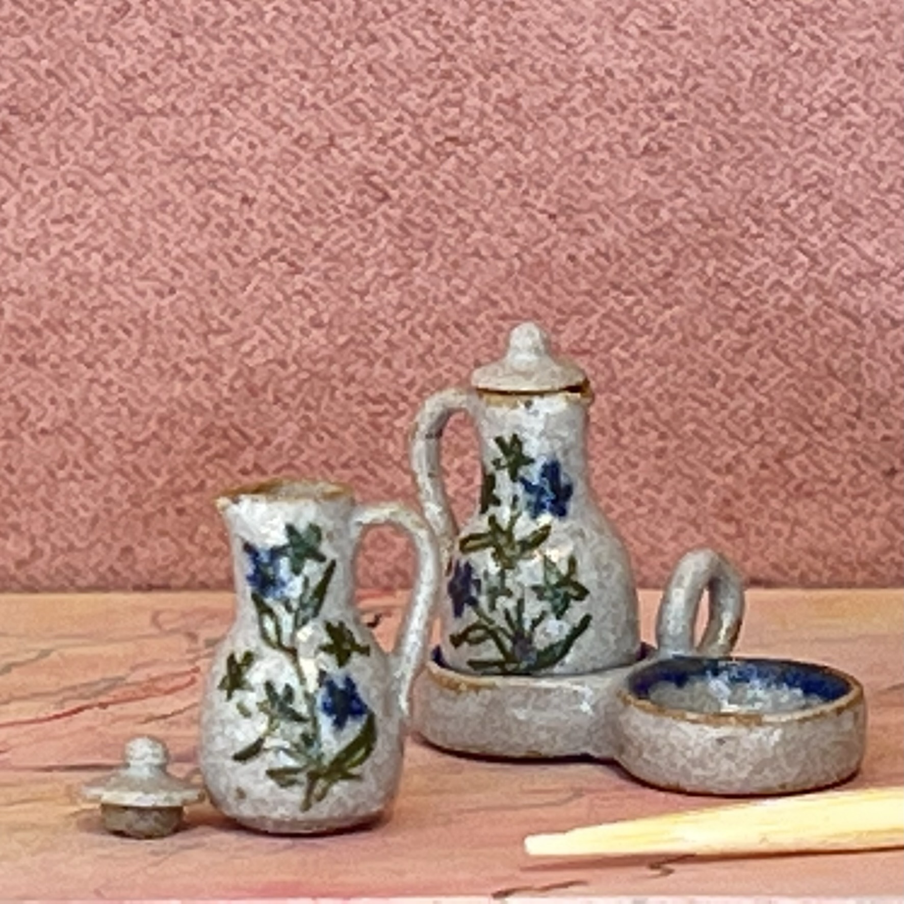 Keramik olie-eddike sæt til dukkehus